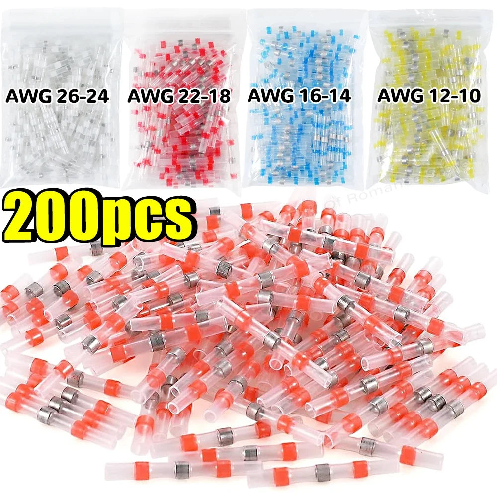 Waterproof Solder Seal Wire Connectors - Heat Shrink Tube Butt Splice Terminals for Secure Electrical Cable Connections