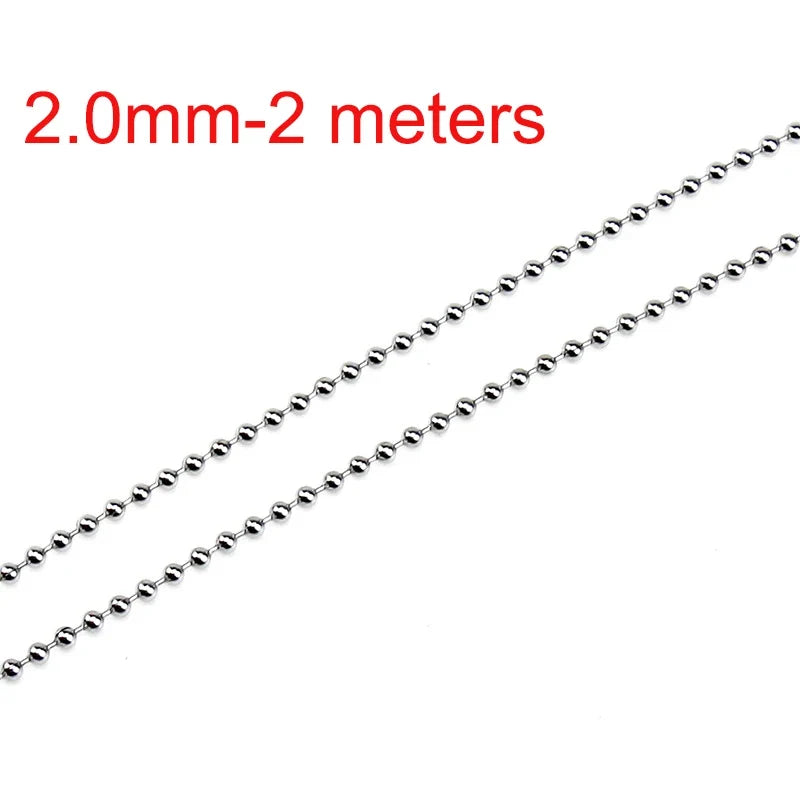 Stainless Steel Beaded Ball Chain - 1.5mm 2mm 2.4mm Bulk Jewelry Chain for DIY Necklaces & Craft Making Supplies