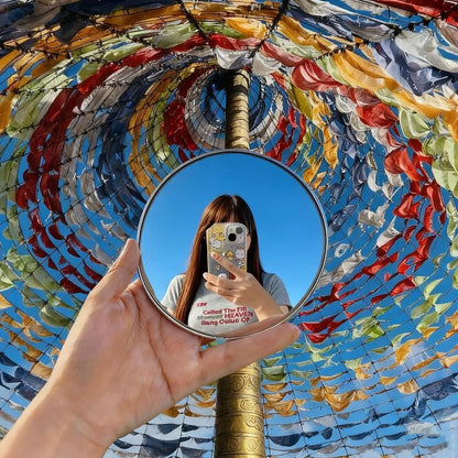 Mini Round Selfie Mirror - 7.5cm/9.5cm Portable Convex Wide-Angle Mirror for iPhone, Samsung & Vlogging