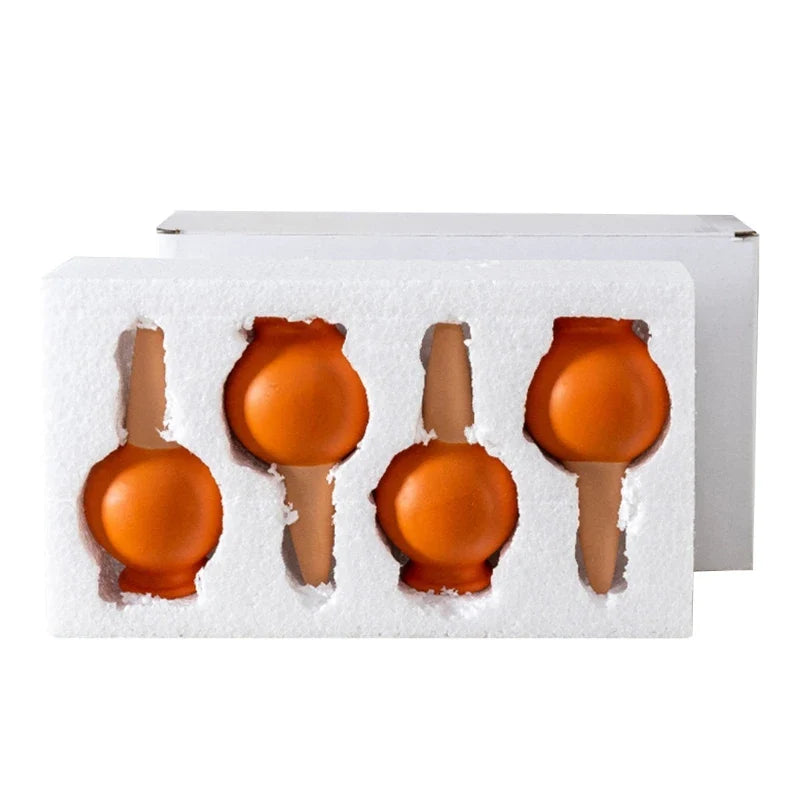 4Pcs Small Wine Bottle Automatic Plant Dripper - Terracotta Potted Plant Watering for Indoor, Outdoor Garden, Yard