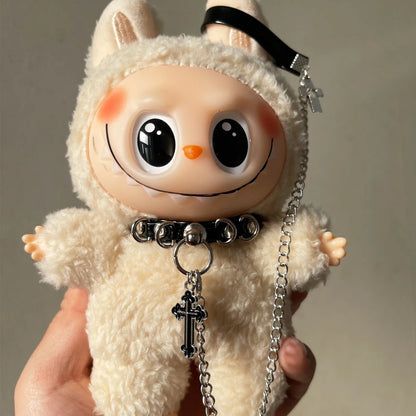 17cm Labubu Doll Necklace Choker – Leadrope Accessory for 6.5-inch Cotton Dolls