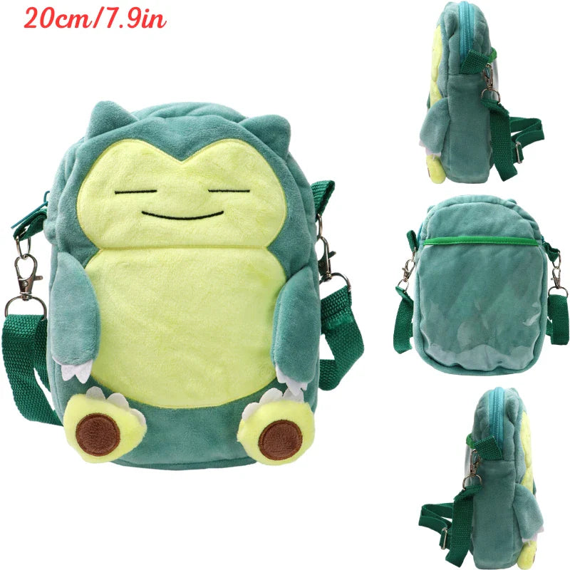 New Pokémon Plush Bag — Pikachu, Mimikyu, Gengar, Lucario, Rowlet, Eevee, Snorlax Soft Stuffed Toy Shoulder Backpack