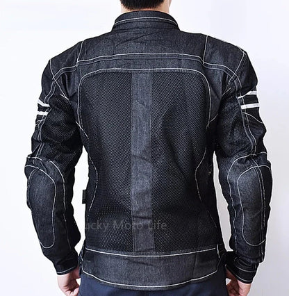 KOMINE JK006 Motorcycle Jacket - Breathable Denim Mesh Racing Riding Protective Gear High Performance Safety Clothing