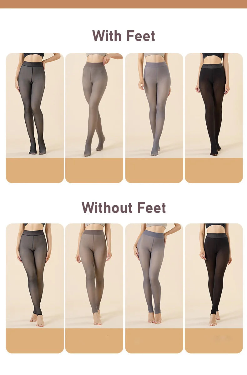 Women’s Thicken Thermal Fleece Leggings – High Waist Winter Tights, Slim Elastic Pantyhose