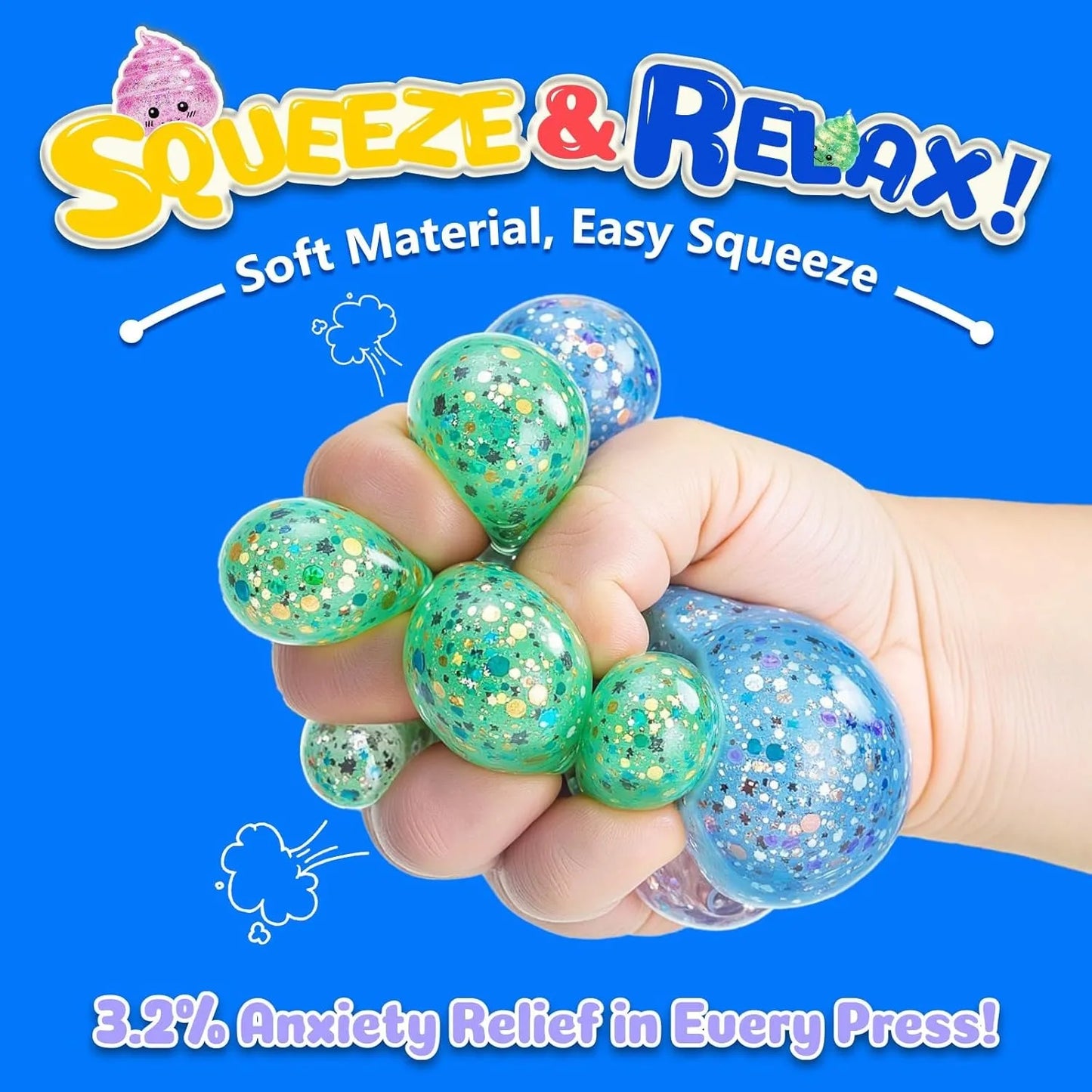 Novelty Squishy Poo Stress Ball – Glitter Fidget Toy for Kids & Adults, Funny Prank Gift