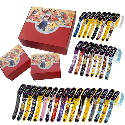 Pokemon Kids LED Watch — Pikachu Digital Anime Silicone Wristband with Puzzle Gift Box, Creative Birthday Gift