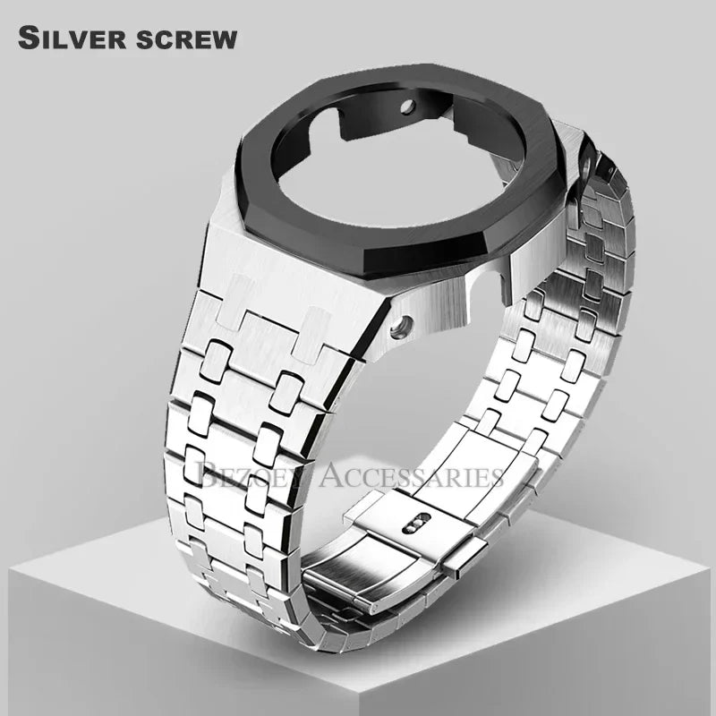 GEN4 Casioak GA2100 Mod Kit – Stainless Steel Case, Bezel, and Rubber Strap Replacement for G-SHOCK GA2100/GA2110