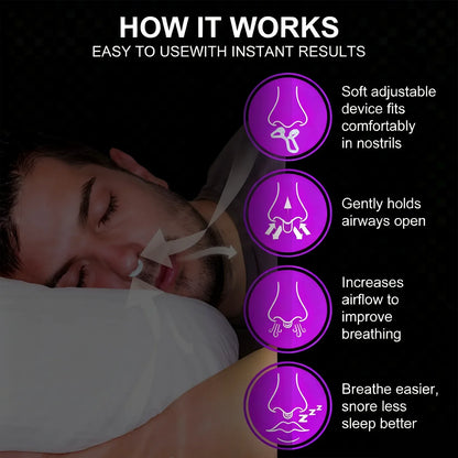 Silicone Anti-Snoring Nose Clip – 3 Sizes Elastic Nasal Dilator for Better Airflow & Comfortable Sleep