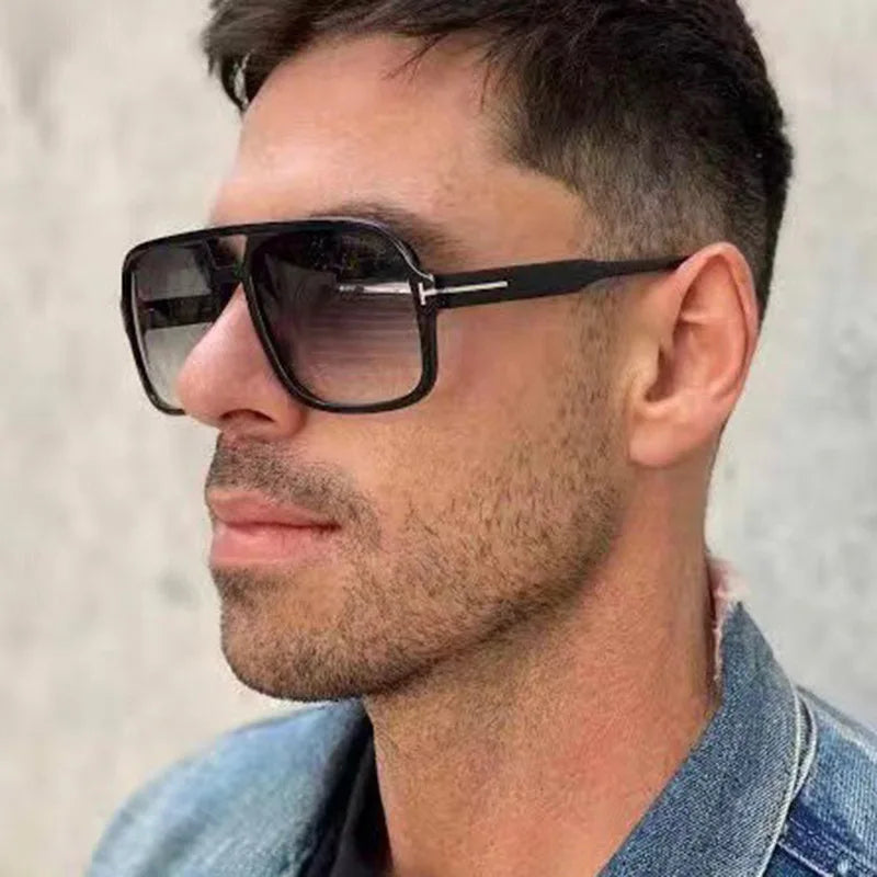 Trendy T-Shaped Large Frame Women's Sunglasses – High End Pilot Style for Street Photography and Hip Hop