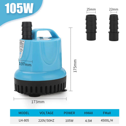 Submersible Water Pump for Aquarium - Circulating & Filter Pumps, Multiple Wattages (10/18/25/45/60/85/105W) for Fish Tanks