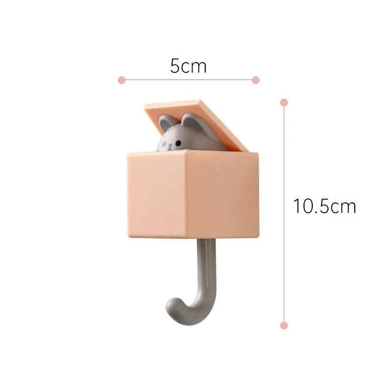 Cute Cartoon Cat Hook – Self-Adhesive Door Hangers for Dormitory, Bedroom, Key, Umbrella, and Coat Rack Decoration