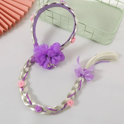 Girls Elsa Cosplay Headband - Snowflake Crown & Braid Hair Accessory, Princess Bow Hair Ornament