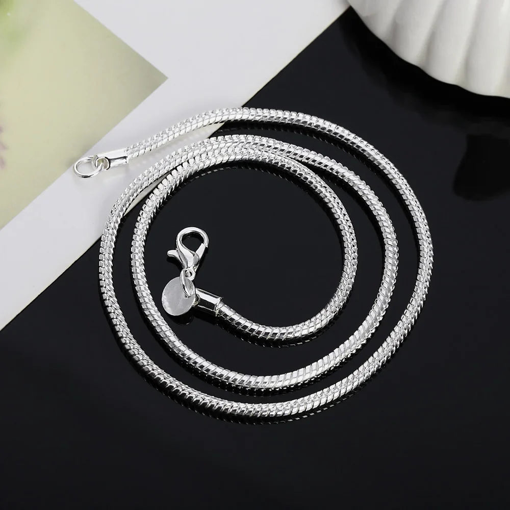 925 Sterling Silver Snake Chain Necklace — 1MM/2MM/3MM, 40–75cm for Men & Women, Fashion Jewelry Pendant, Free Shipping