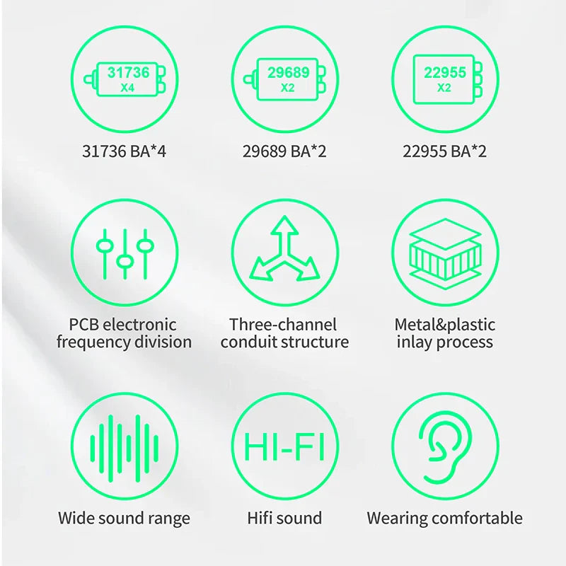 KZ AS16 Pro In-Ear Earphones – 16BA Balanced Armature HIFI Bass Noise-Cancelling Sport Headset