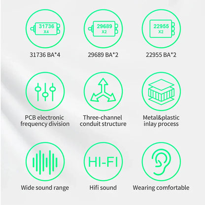 KZ AS16 Pro In-Ear Earphones – 16BA Balanced Armature HIFI Bass Noise-Cancelling Sport Headset