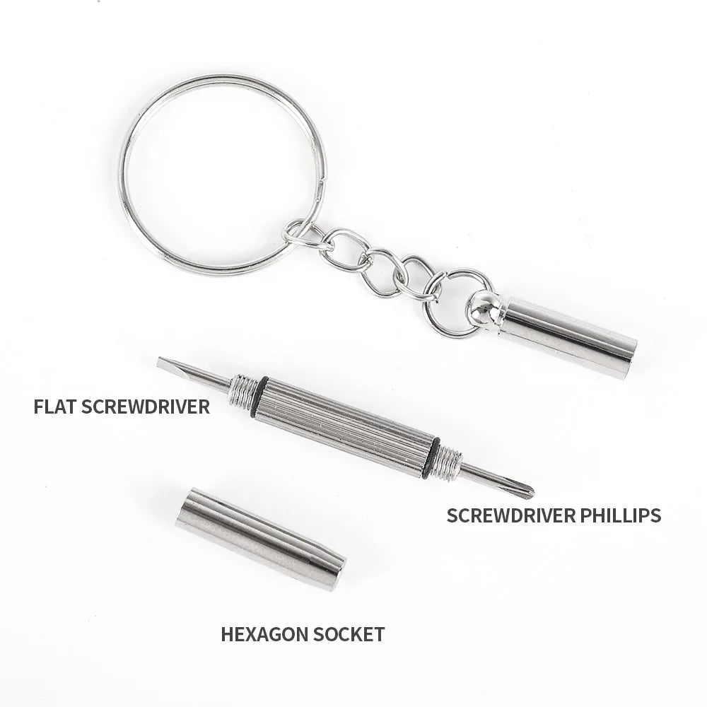 Steel Glasses Screwdriver Kit – Precision Eyeglass & Watch Repair Tools with Keychain, Portable Hand Tool Set