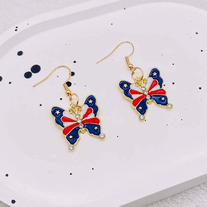 USA Flag Hat Wing Charms Earrings - Patriotic 4th of July Rainbow Flag Dangle Jewelry for Women & Girls