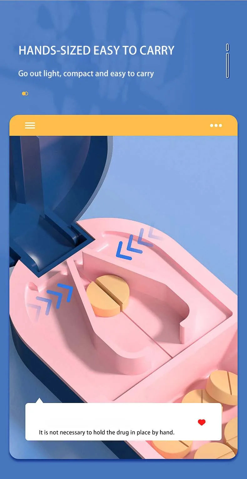 2-in-1 Pill Cutter with Invisible Storage Box – Portable Mini Tablet & Medicine Crusher, Dustproof Divider Organizer