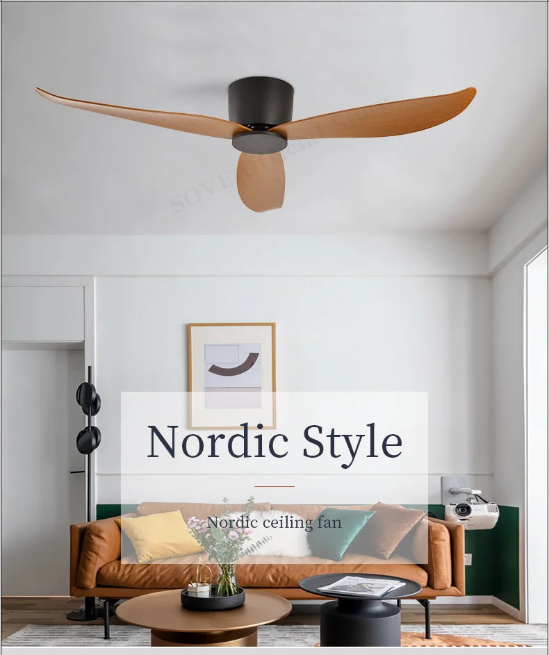 SOVE White Ultra-Thin 17cm DC Ceiling Fan — Low Floor Remote Control, Simple Design, No Light, 220V