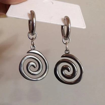 Grunge Stainless Steel Swirl Hoop Earrings – Goth Punk Cool Charm Earrings for Women Fashion Jewelry Accessories