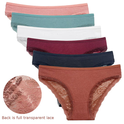 5-Pack Women’s Low Rise Lace Panties — Sexy Cotton Lingerie Briefs