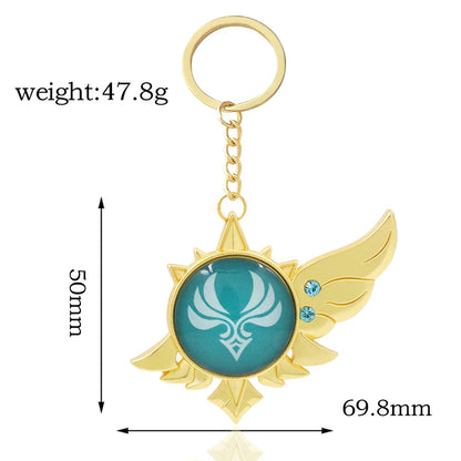 Genshin Impact Venti Eye Keychain 1:1 – Luminous Anime Cosplay Key Ring Backpack Pendant Gaming Accessories Gift