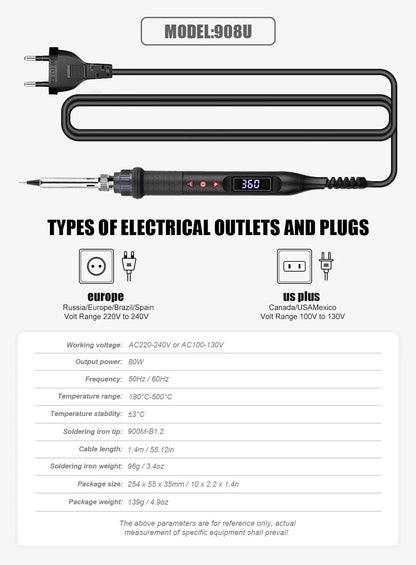 JCD 60W/80W Electric Soldering Iron – Adjustable Temperature with Digital Display for Welding & Repair