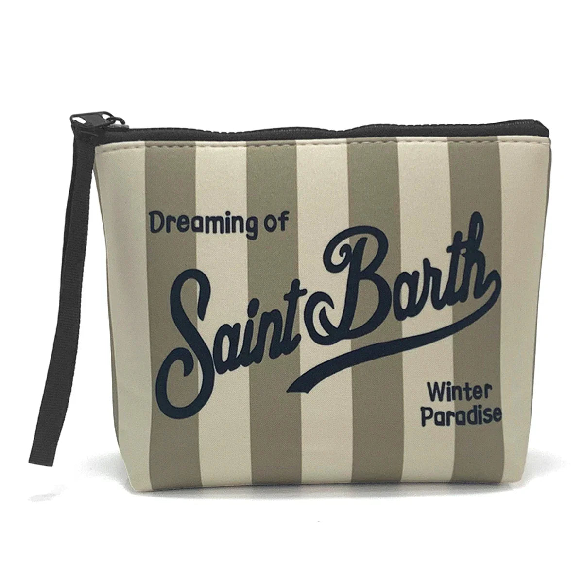 S-SAINT BARTH Pink Neoprene Clutch Bag – Trendy Vertical Zip Pouch Makeup & Toiletry Purse for Women