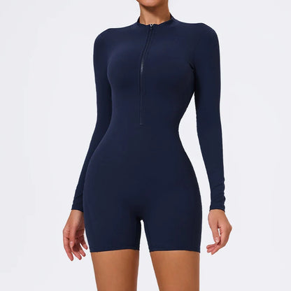 Women's Summer Backless Yoga Jumpsuit – One Piece Fitness Romper Gym Sportswear Tight Shorts Outfit