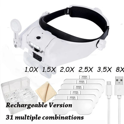 Z30 LED Headband Magnifier — Rechargeable Soldering & Repair Loupe with Interchangeable Lenses and Third Hand Support