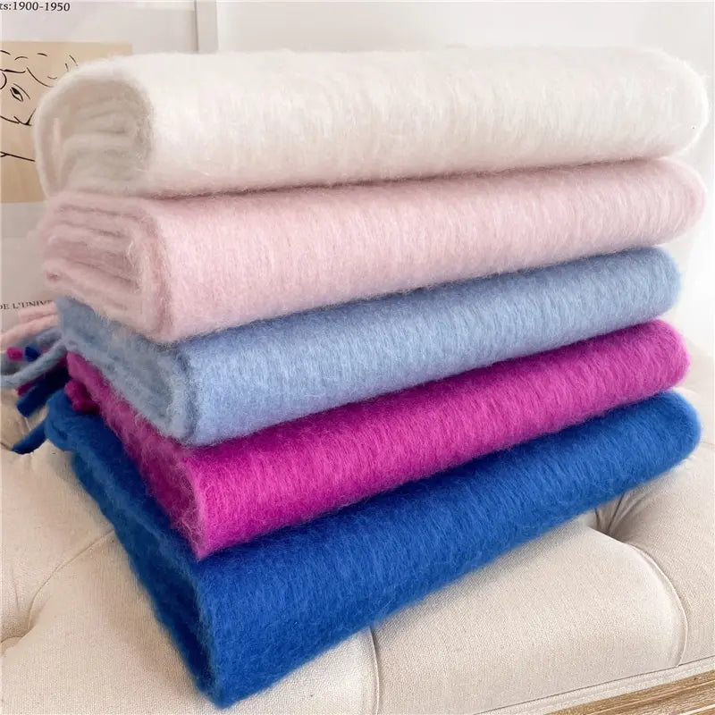 Winter Cashmere Scarf for Women: Warm Solid Pashmina Wrap with Tassel - Thick, Soft, and Stylish Shawl