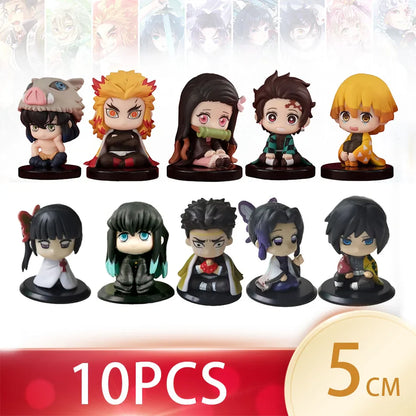 5-Style Q Version Demon Slayer Sitting Ghost Dolls – Tanjiro, Nidouzi, Inosuke & Zenitsu Action Figures