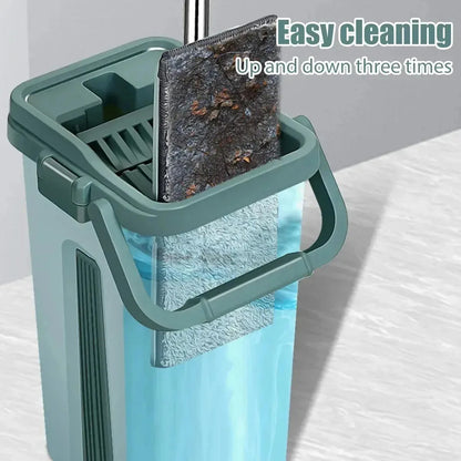Hands-Free Squeeze Mop with Bucket | 360° Flat Mop Set for Wet & Dry Floor Cleaning | Sewage Separation Home Cleaning Tools