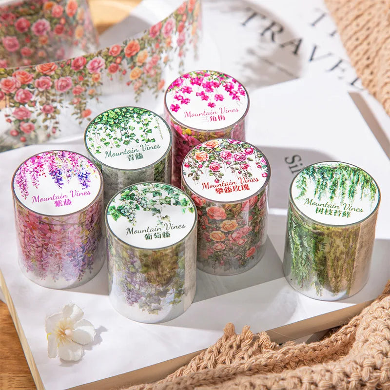 5x200cm INS Fresh Vine Theme PET Tape – Adhesive Stickers for DIY Scrapbooking, Diary, and Collage Crafts