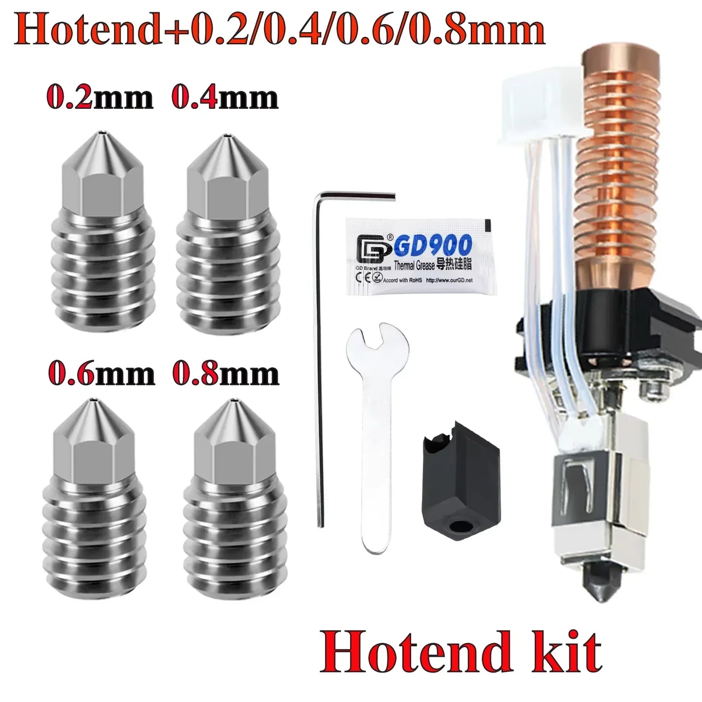 Hotend for Flashforge Adventurer 5M/5M Pro – Ceramic Heating Block Kit, 280℃ Hot End, Hard Steel Nozzle 3D Printing Parts