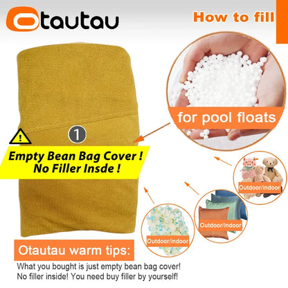 OTAUTAU Outdoor 4ft Waterproof Chenille Bean Bag Cover - Poolside Lounger Sofa Bed