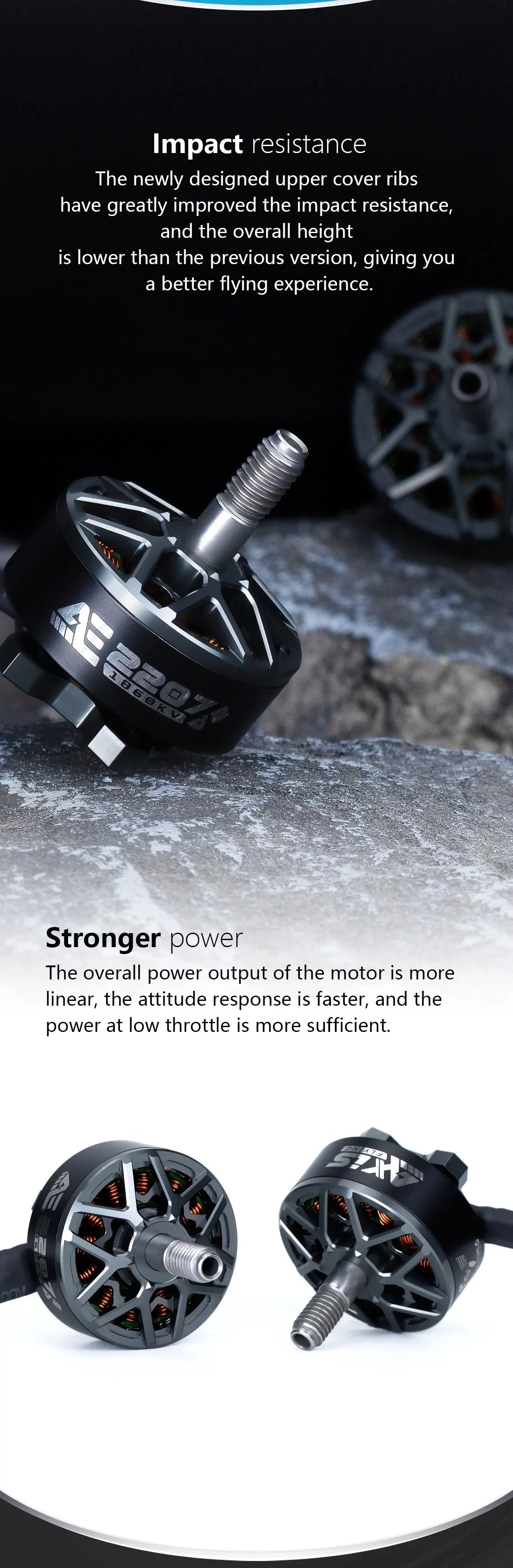 AxisFlying AE2207 V2 1860KV/1960KV Brushless Motor — 4~6S Lipo, 5mm Shaft for 5-Inch Propeller Drones