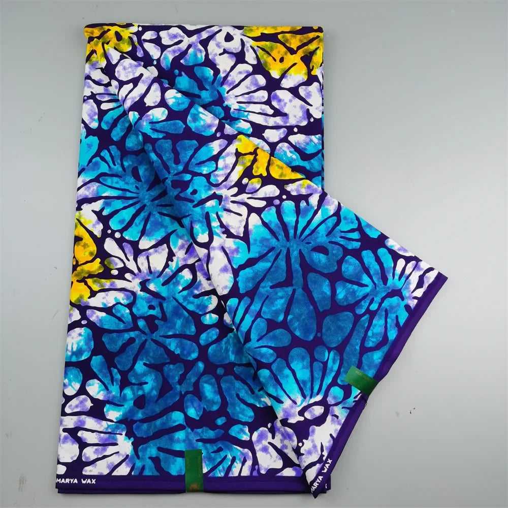 African Real Wax Ankara Fabric - 100% Cotton 6 Yards Nigerian Print Party Dress Sewing Material