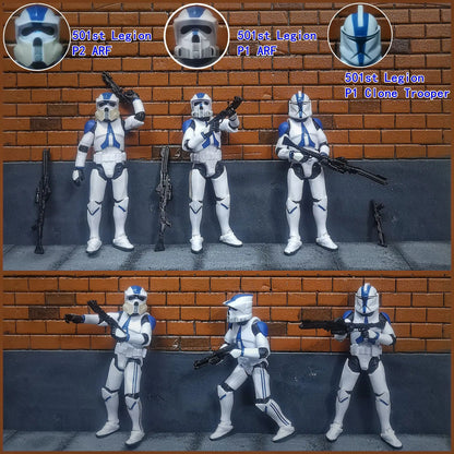 Star Wars 3.75" Clone Trooper Action Figure — 1/18 501st & 187th Legion REX ARF P1/P2 Toy Model