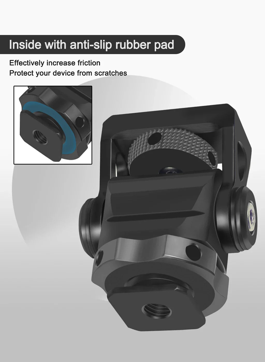 Mini Monitor Mount Holder – Swivel & Tilt Tripod Head with Cold Shoe Adapter for Flash, Microphone, and Fill Light