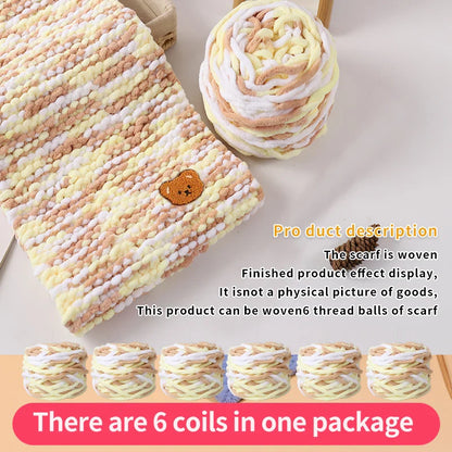 6 Yarn Balls + Teddy Bear DIY Craft Kit – Handmade Thick Woven Scarf Thread Set for Knitting, Jewelry & Creative Gift Making