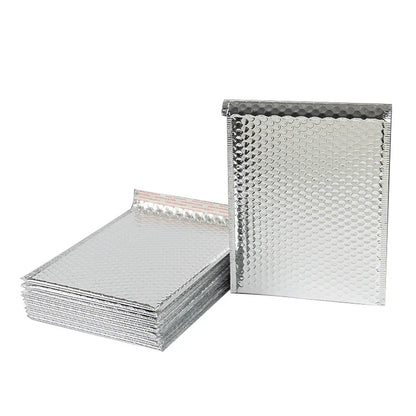 10PCS Rose Gold Metallic Bubble Mailers – Foil Padded Shipping Envelopes, Aluminized Gift Packaging Postal Bags