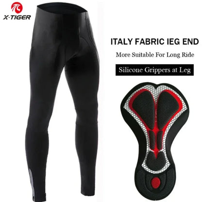 X-TIGER Thermal Winter Cycling Bib Pants for Men with 5D Gel Padding & Back Pocket – Fleece Sports MTB & Road Bike Warm Bibs