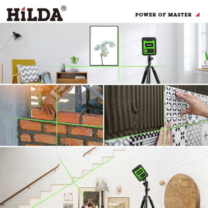HILDA 2-Line Green Laser Level Meter | Self-Leveling Horizontal & Vertical Laser Tool