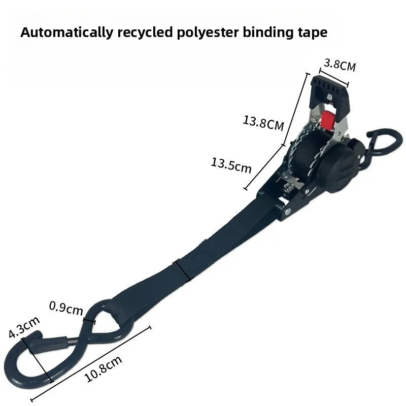 Auto Retractable Ratchet Cargo Straps – Heavy Duty Luggage Tie Down Belts for Car & Motorcycle Load Securing Tensioner Strap Kit
