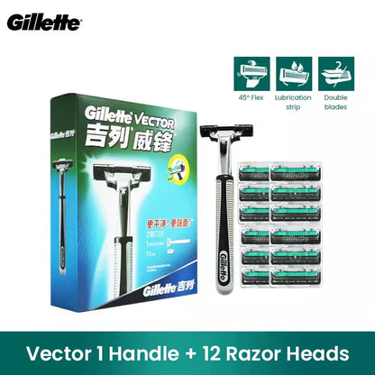 Gillette Vector 2 Razor Set for Men - 9 Blades with 2-Layer Razor Blades for Smooth Shaving