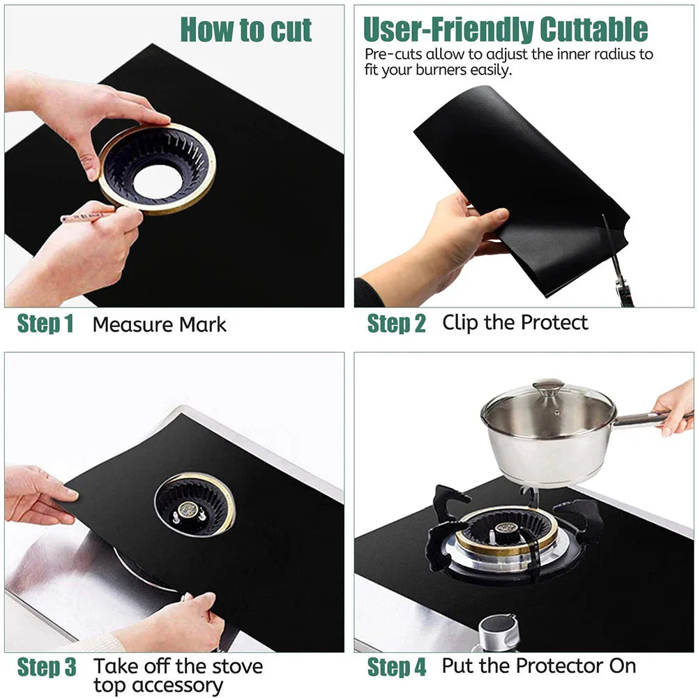 5-Hole Gas Stove Pad Set - Reusable Non-Stick Protective Cover for Kitchen Cleaning and Stovetop Scratch Prevention