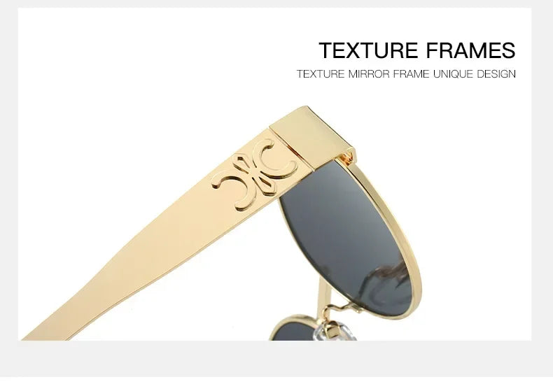 Luxury Metal Brand Sunglasses for Men & Women – Unisex Designer Oval Fashion Eyewear UV400 Shades