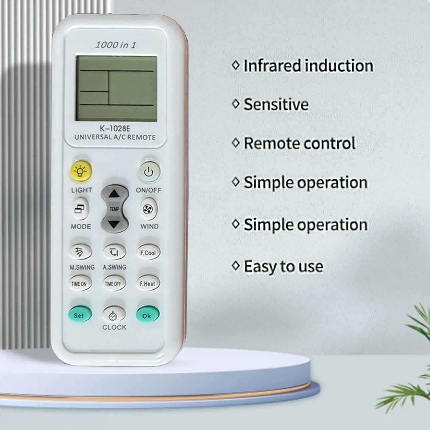 K-1028E Universal A/C Remote Control for Haier, Panasonic, LG, Sharp, Gree, Midea, & More