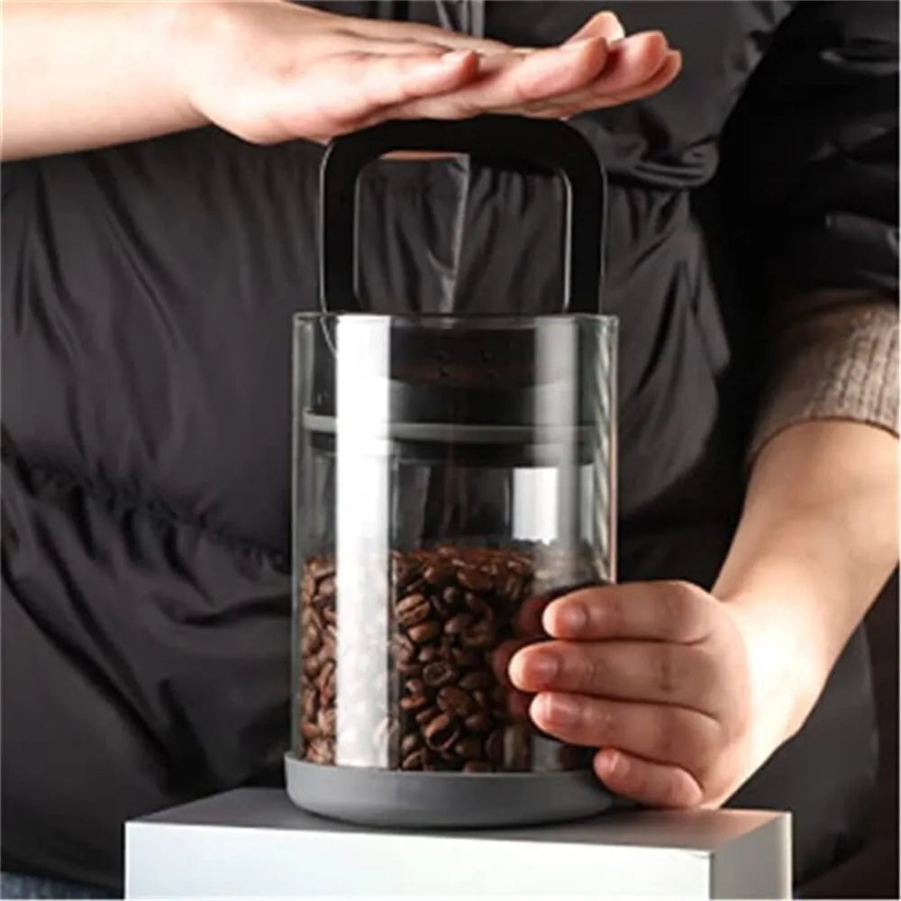 Clear Coffee Container | Vented and Vacuum-Sealed Beans Storage | Moisture-Proof Fresh Keeping Tank